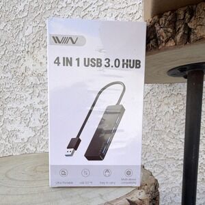 WAV USB 3.0 4-Port Hub 1:4 USB-A Male to 4x USB-A Female Black 10in